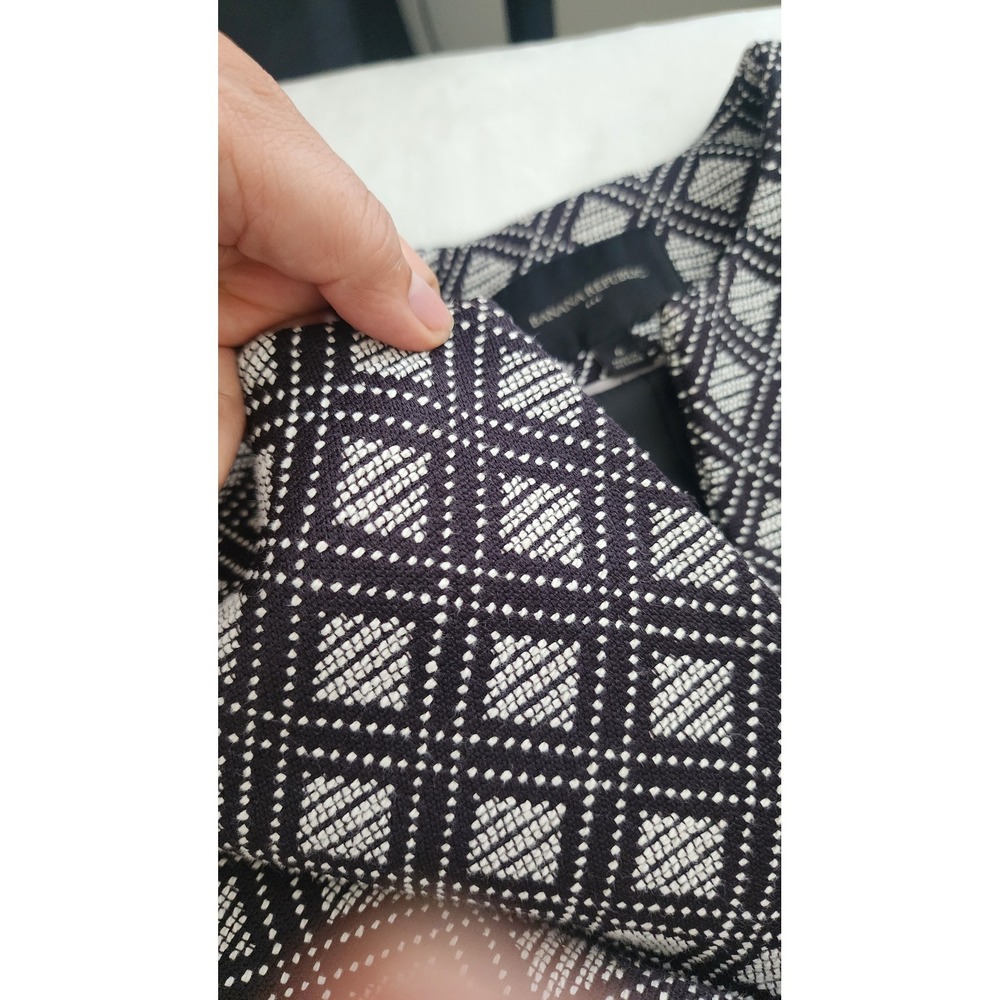Banana Republic Womens Black White Geometric Diamond Jacquard Blazer Jacket 6 - Picture 9 of 9
